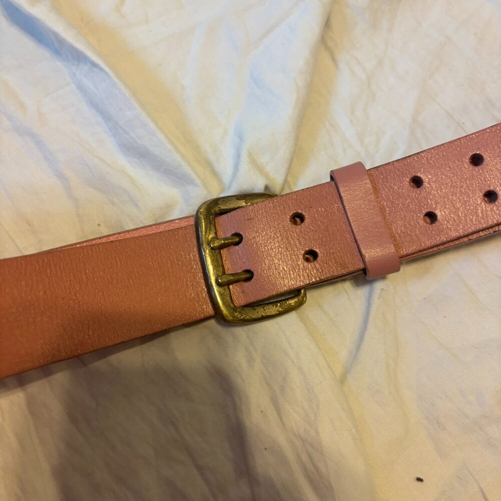 Vintage 1996 Pink Genuine Leather Belt – Made in India – 90s Minimalist